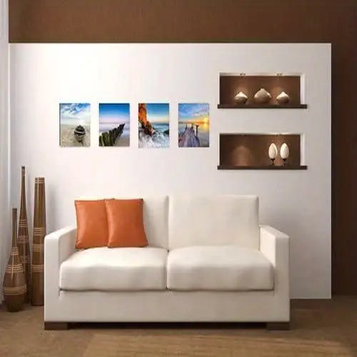 4pcs Beach Canvas Wall Art for Bathroom Decor