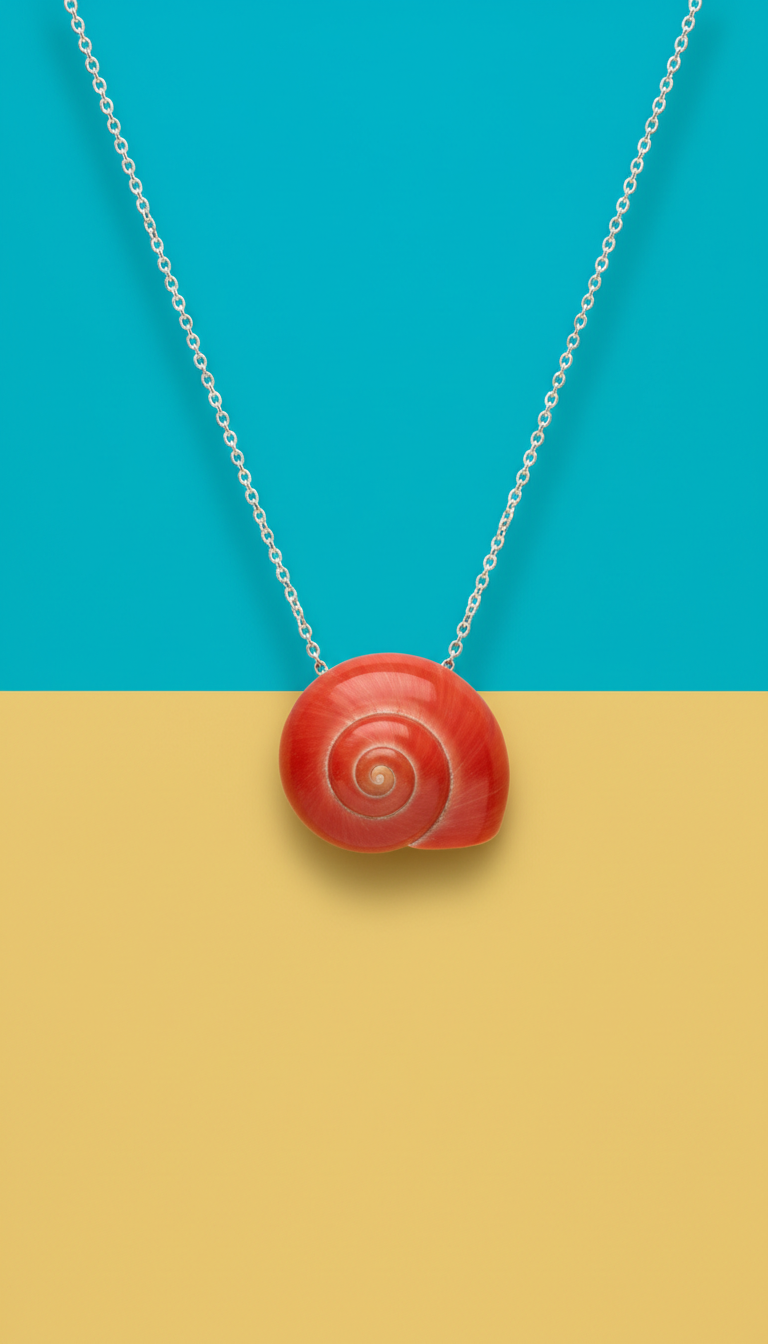 Coral Shell Pendant Necklace