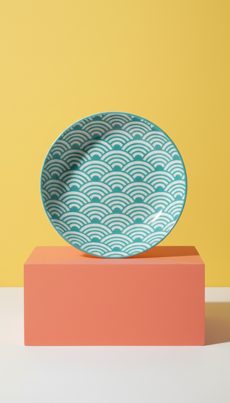 Wave Motif Porcelain Trinket Dish