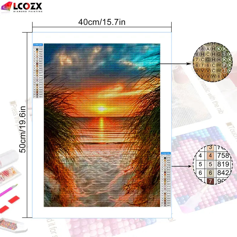 Sunrise Beach DIY Rhinestone Painting Kit for Art