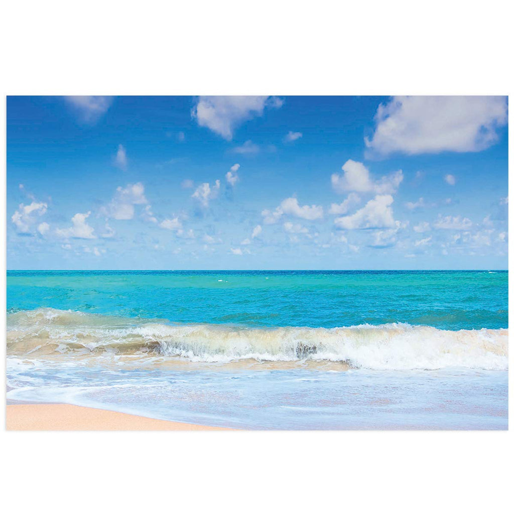 T&H XHome Fish Tank Background Sticker Beach Theme Wave and Sky Aquarium Backdrop Decor PVC Adhesive Terrarium Pictures Background Paper Cling Decals Easy to Apply and Remove 12.4" Hx24.4 W