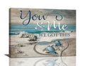 Beach Sea Turtle Bathroom Wall Art Coastal Turtle Love Pictures Wall Decor Ocean Nautical Canvas Seascape Painting Modern Artwork Home Decoration for Living Room Bedroom Office Framed 16"x12"