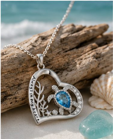 Ocean Heart Sea Turtle Necklace – product detail 3