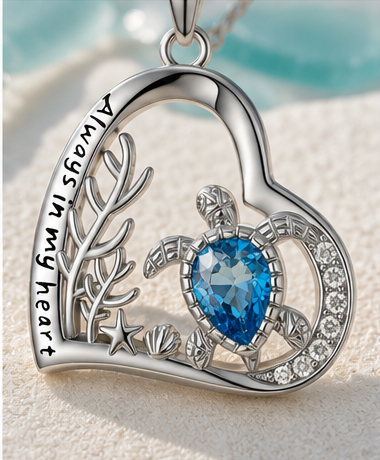 Ocean Heart Sea Turtle Necklace – product detail 6